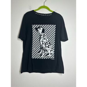Hauber Women’s Black T-shirt Dolmatin Dog Print Trim metallic Rhinestones Sz 12